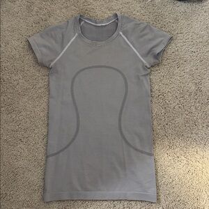Gray Striped Short Sleeve Lululemon  Top
